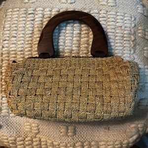 Rattan x Wood Handle Purse